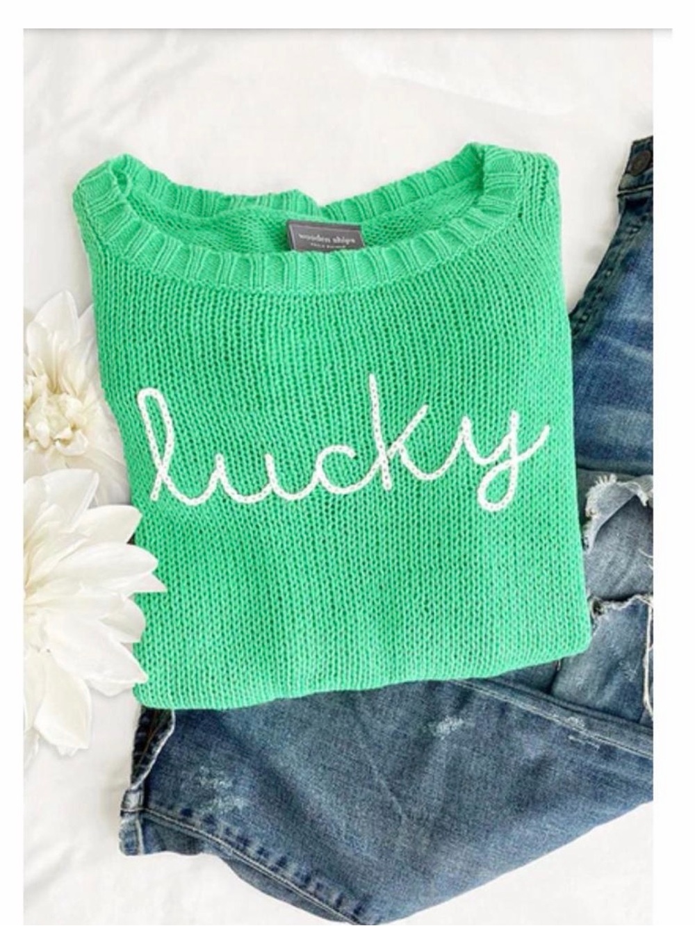 WOODEN SHIPS lucky crew cotton in green Size S/M